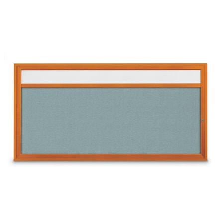 United Visual Products Slim Enclosed Corkboard, 36"x36", Bronze Alum Frame/Cobalt UVEB3636-BRONZE-COBACC
